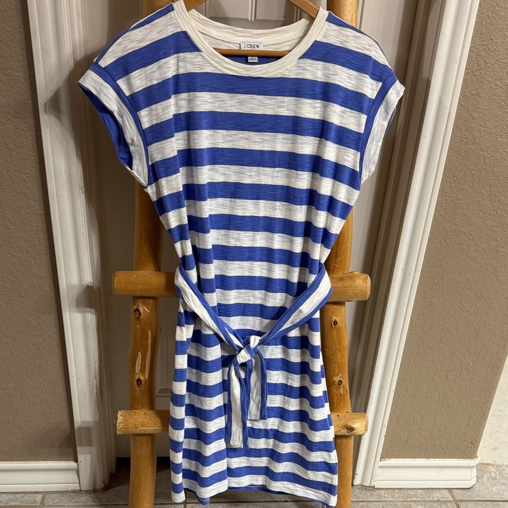 J. Crew Blue and White Striped Dress